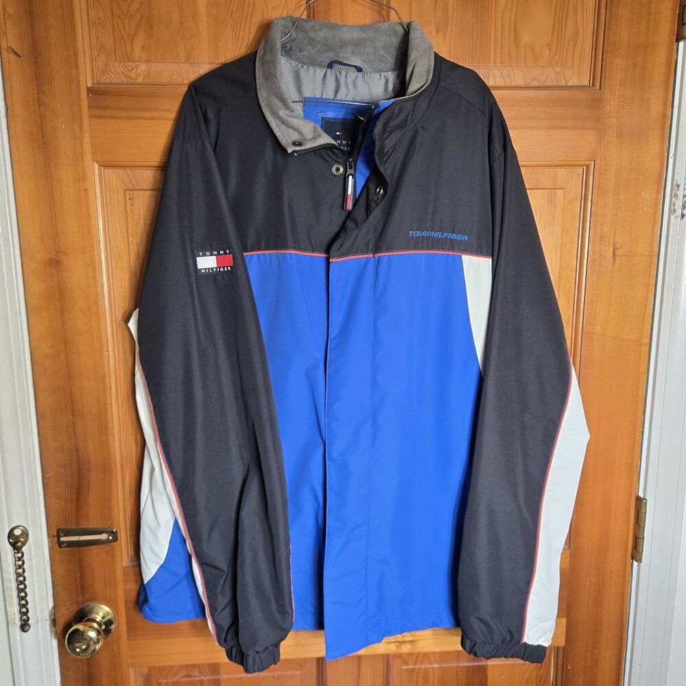 VINTAGE Style Tommy Hilfiger XXL Outerwear Jacket Blue Black Snow Color Block